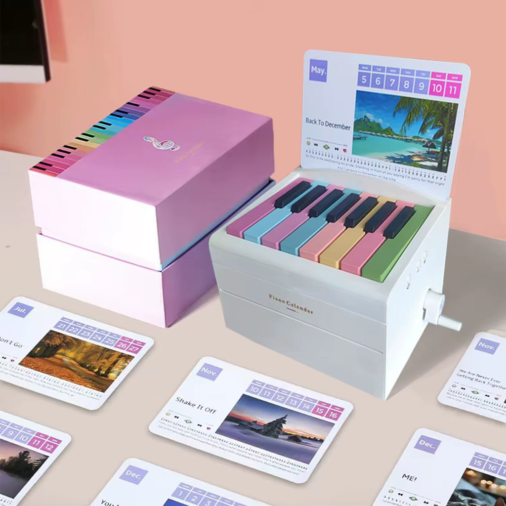 Playable Piano Calendar 2025 Desk Calendar Mini Piano Calendar Gift with 52 Songs Novelty Birthday Gift for Music Lover