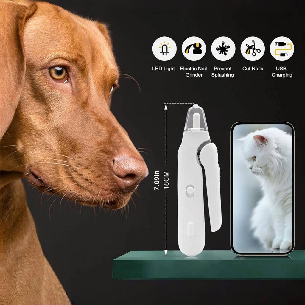 Pet Nail Clippers, Quiet Pet Nail Grinder with 2 LED Lights for Large Medium Small Puppy Dogs and Cats