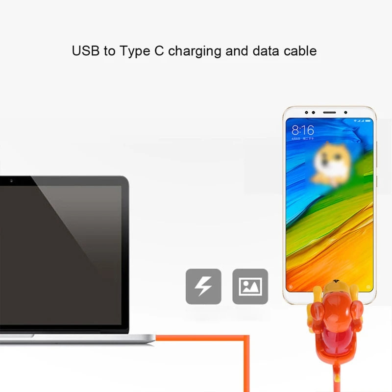 Stray Dog Charging Cable Dog Smartphone USB C Cable Type-C Phone Charger Mini Humping Spot Dog Cable with Touch Switch