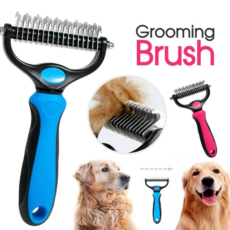 Pet Deshedding Brush Two Sided Pet Grooming Comb Stainless Steel Shedding Pet Comb Professional Hair Removal Brush for Dogs Cats