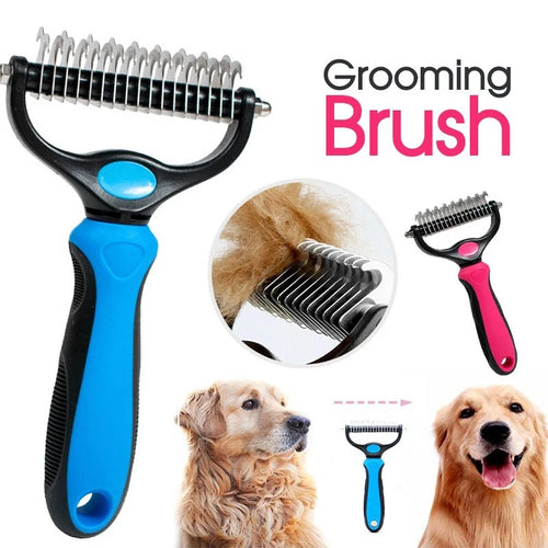 Pet Deshedding Brush Two Sided Pet Grooming Comb Stainless Steel Shedding Pet Comb Professional Hair Removal Brush for Dogs Cats