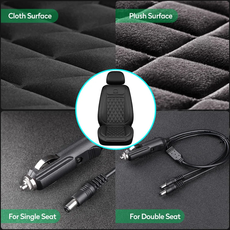 12/24V Heated Car Seat Cover Electric Car Seat Heating Pad Warm Winter Heated Seats Cushion Universal Automobile Seat Covers