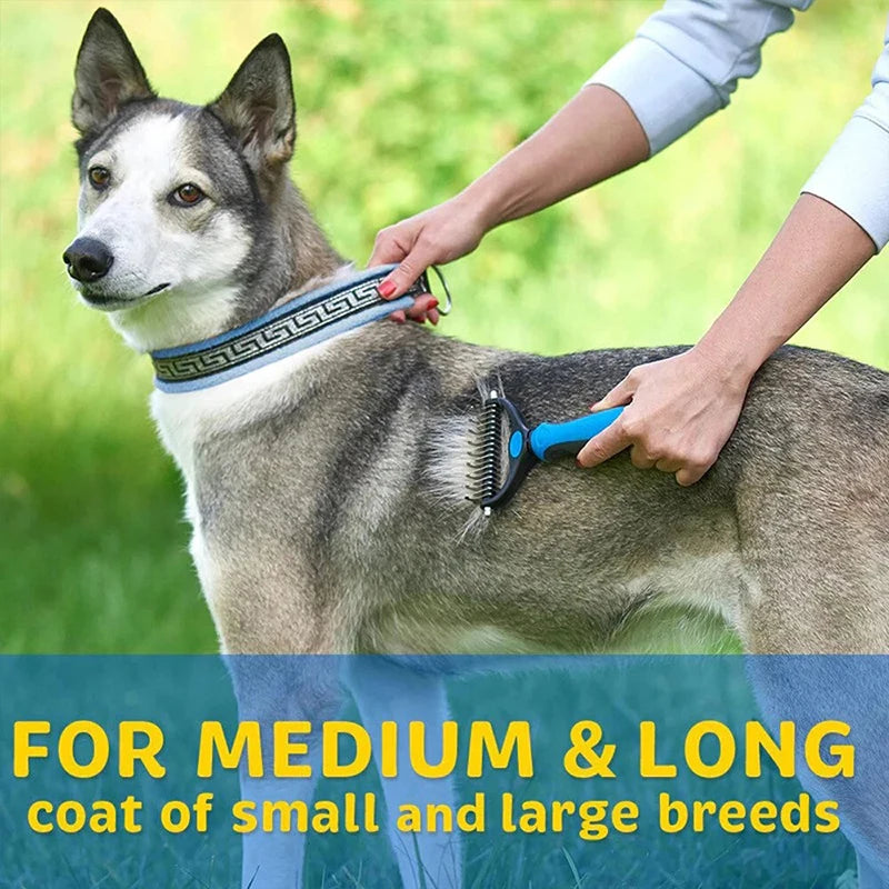 Pet Deshedding Brush Two Sided Pet Grooming Comb Stainless Steel Shedding Pet Comb Professional Hair Removal Brush for Dogs Cats