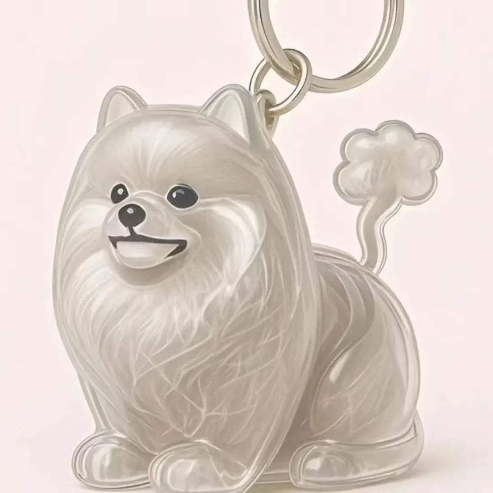 Dog Shape Dog Hair Storage Box Transparent DIY Handmade Pet Hair Keychain Hair Grooming Keyring Puppy Pendants Backpack