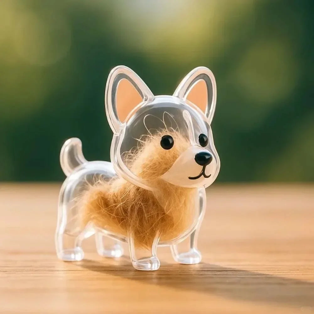Dog Shape Dog Hair Storage Box Transparent DIY Handmade Pet Hair Keychain Hair Grooming Keyring Puppy Pendants Backpack