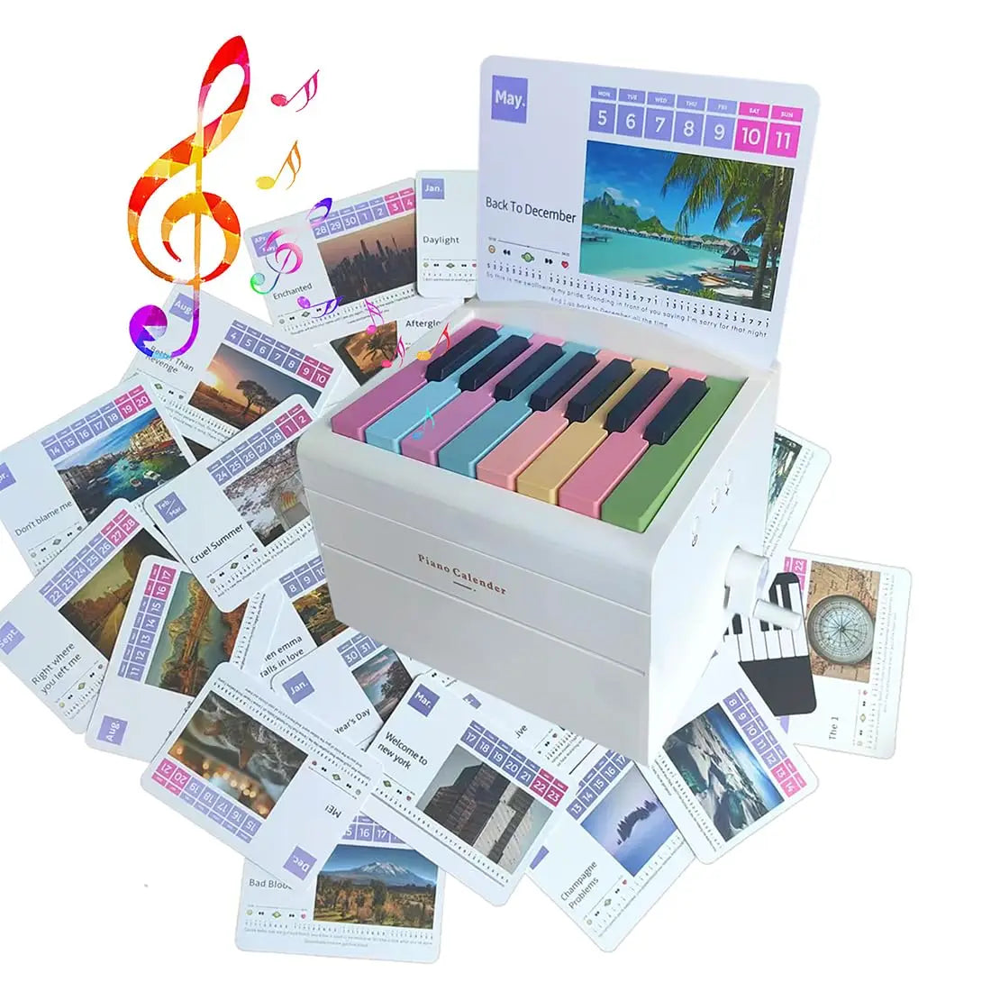 Playable Piano Calendar 2025 Desk Calendar Mini Piano Calendar Gift with 52 Songs Novelty Birthday Gift for Music Lover