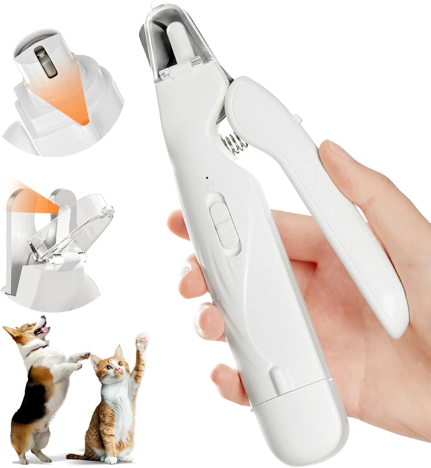 Pet Nail Clippers, Quiet Pet Nail Grinder with 2 LED Lights for Large Medium Small Puppy Dogs and Cats