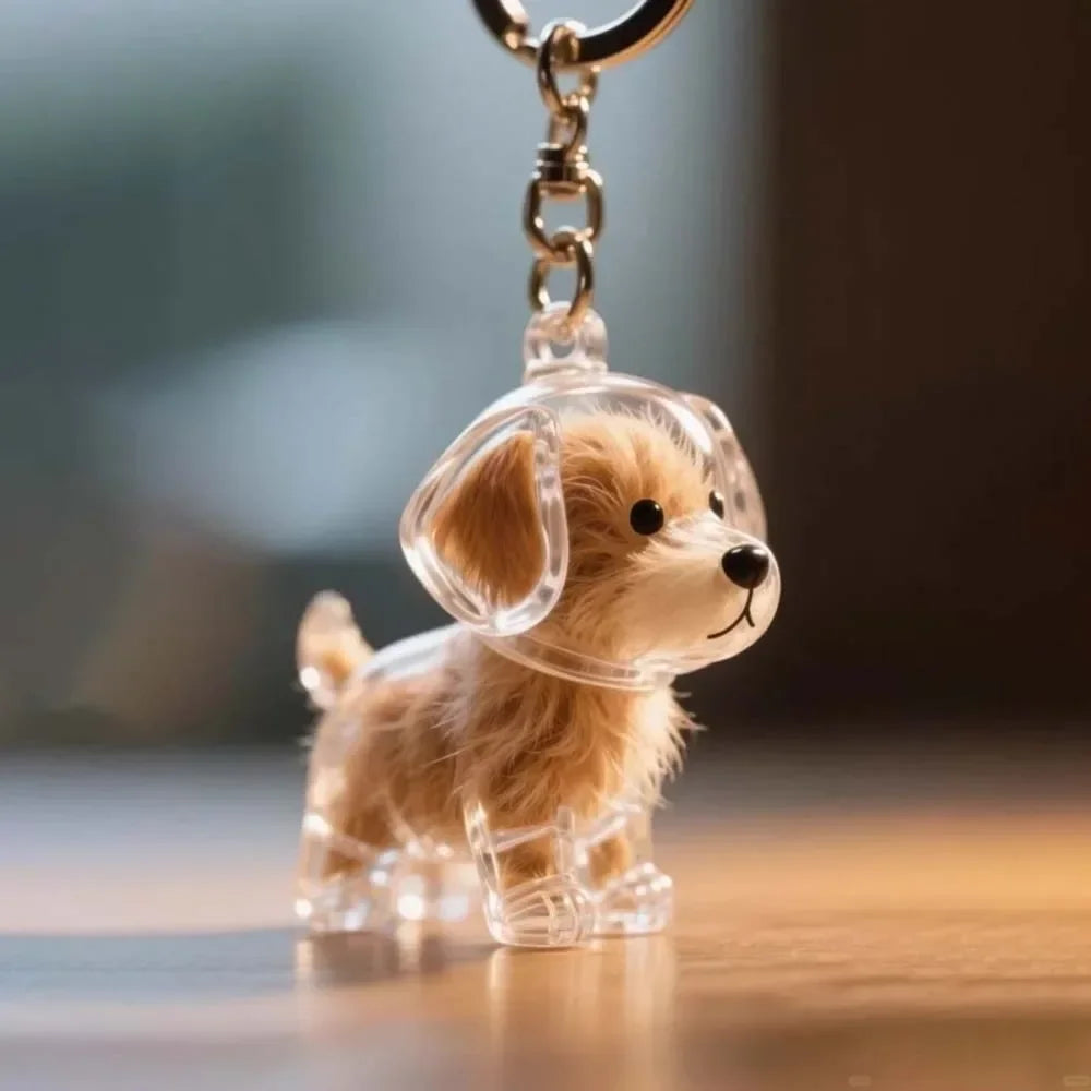 Dog Shape Dog Hair Storage Box Transparent DIY Handmade Pet Hair Keychain Hair Grooming Keyring Puppy Pendants Backpack