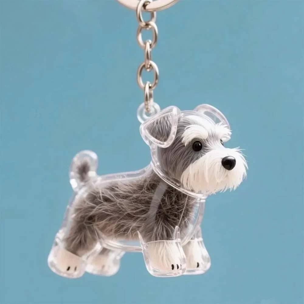 Dog Shape Dog Hair Storage Box Transparent DIY Handmade Pet Hair Keychain Hair Grooming Keyring Puppy Pendants Backpack