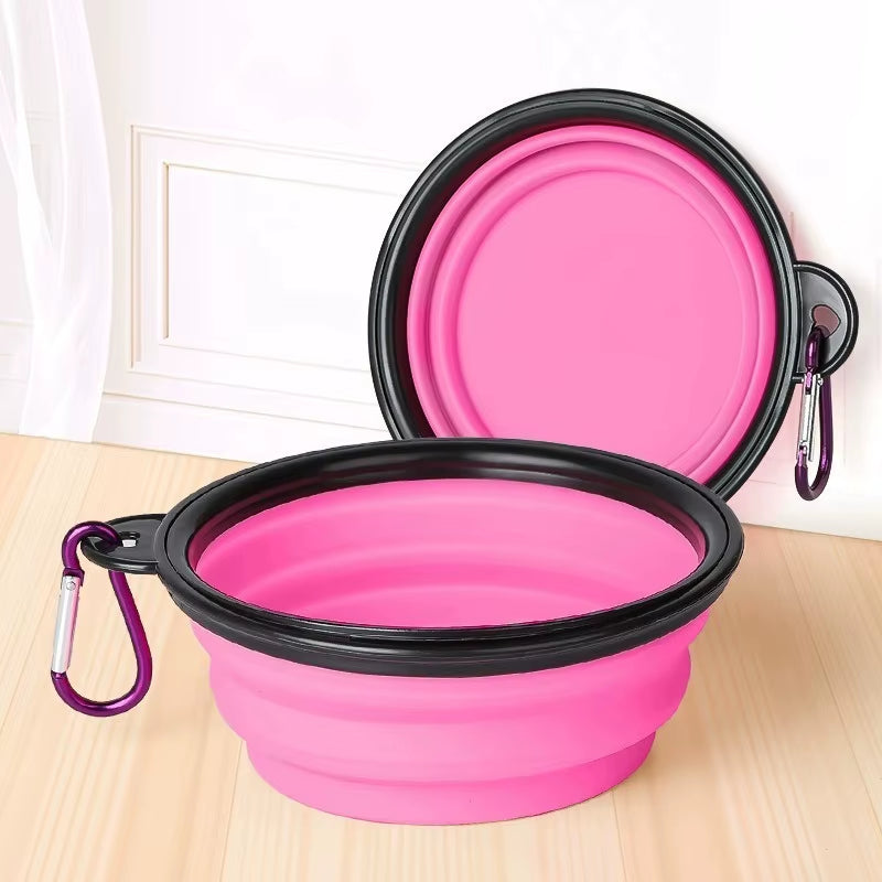2 in 1 Collapsible Dog Travel Bowl Double Bowls Folding Food Water Bowl Portable Hangable Dog Feeder for Outdoor Dog Product