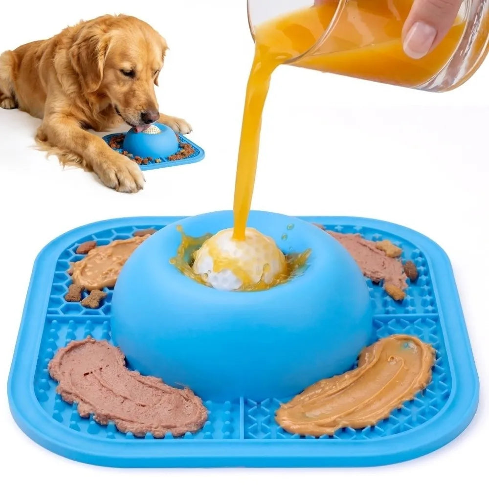 Resin Slow Feeder Dog Bowls Thick Liquid Treat Anti-Slip Dog Slow Eat Bowl Interactive Rolling Ball Puppy Licking Toy