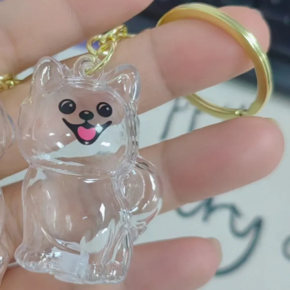 Dog Shape Dog Hair Storage Box Transparent DIY Handmade Pet Hair Keychain Hair Grooming Keyring Puppy Pendants Backpack