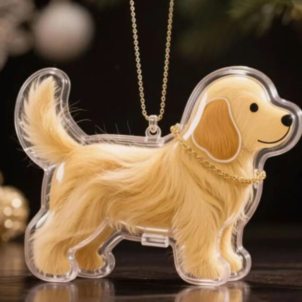 Dog Shape Dog Hair Storage Box Transparent DIY Handmade Pet Hair Keychain Hair Grooming Keyring Puppy Pendants Backpack