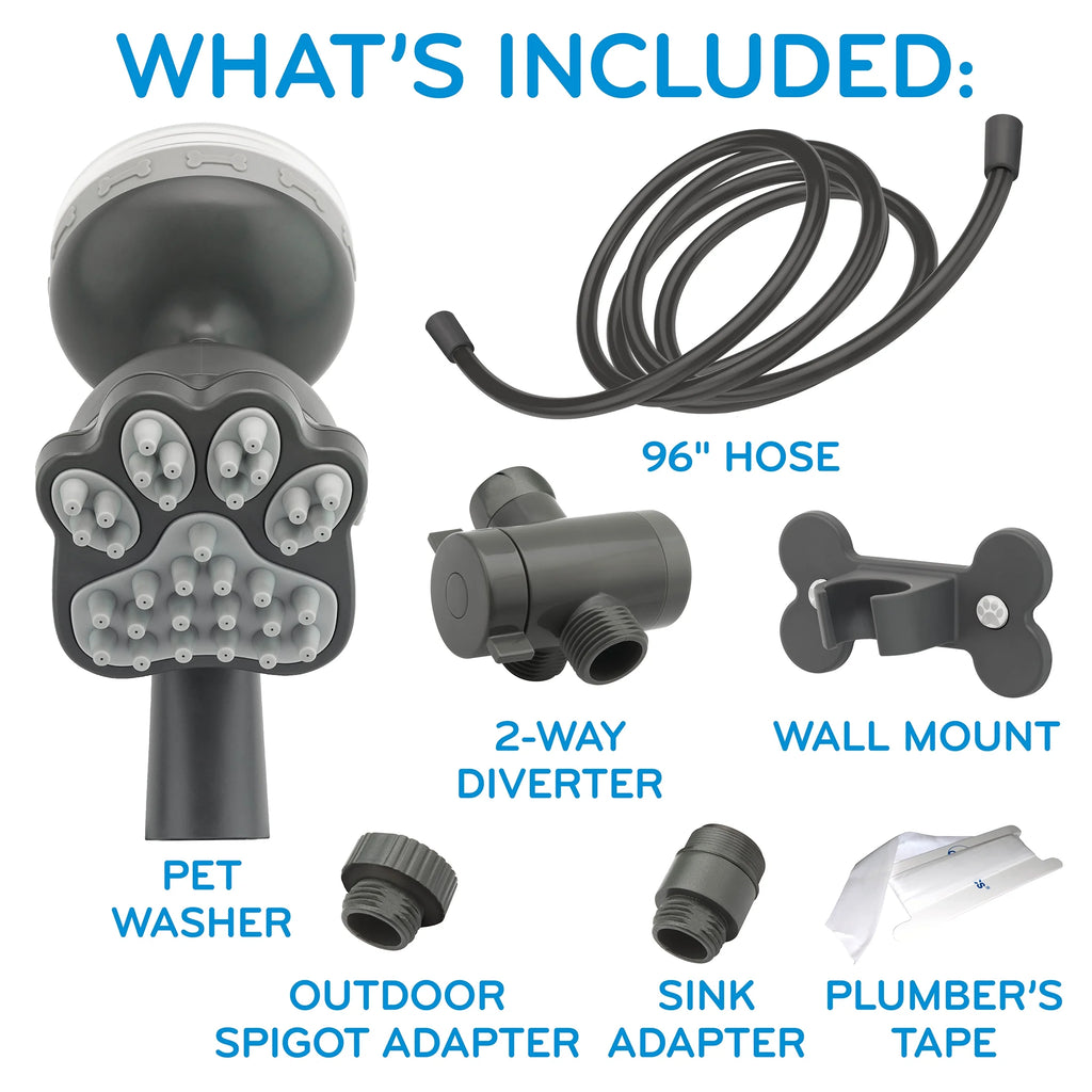 Pawspa Shampooch Dog Bathing Kit, Pet Shower Sprayer & Grooming Hose for Indoor/Outdoor Use