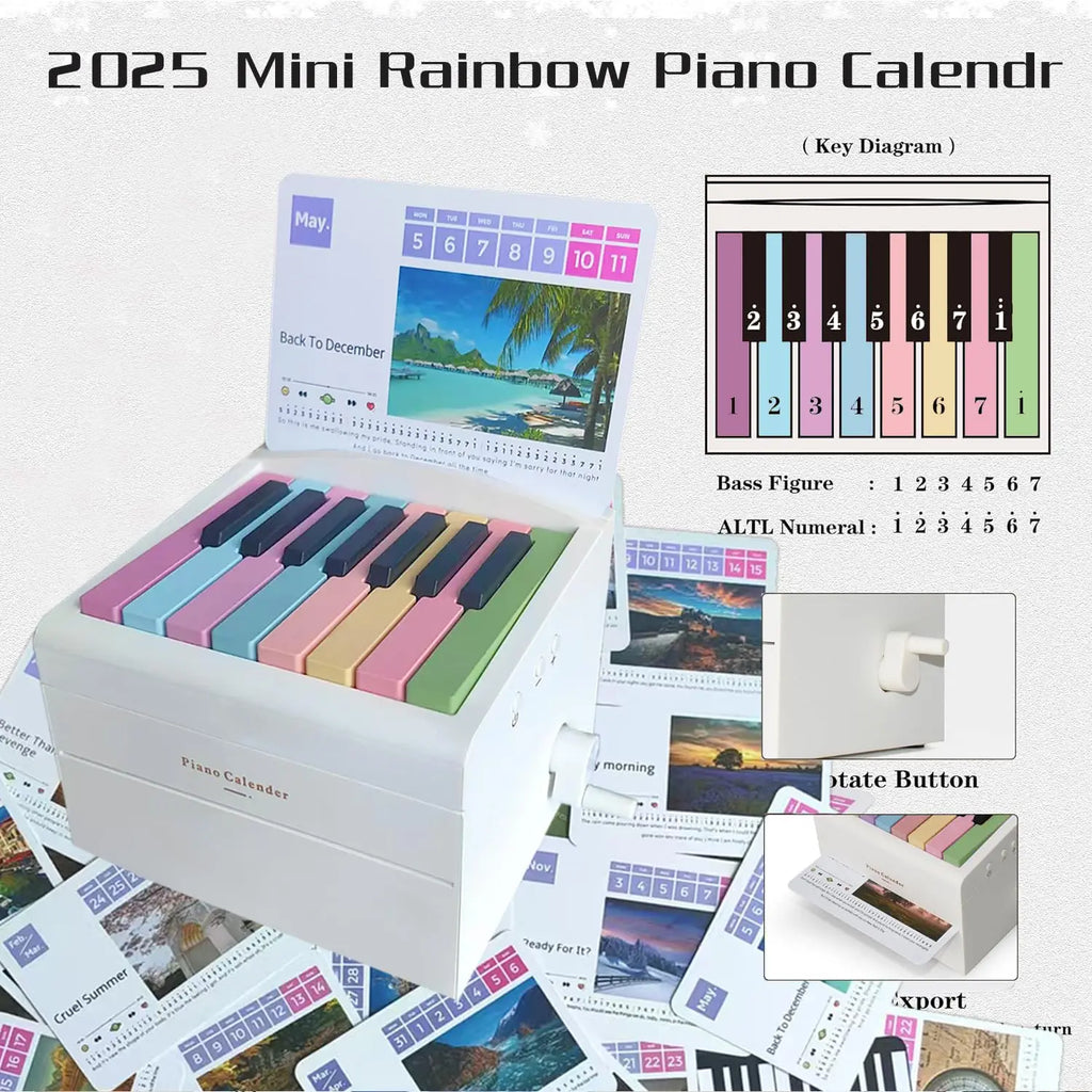 Playable Piano Calendar 2025 Desk Calendar Mini Piano Calendar Gift with 52 Songs Novelty Birthday Gift for Music Lover