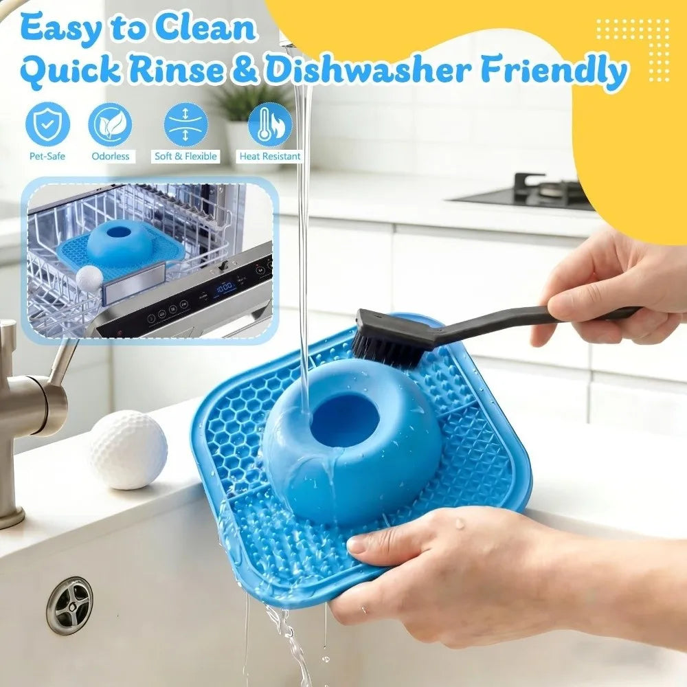 Resin Slow Feeder Dog Bowls Thick Liquid Treat Anti-Slip Dog Slow Eat Bowl Interactive Rolling Ball Puppy Licking Toy