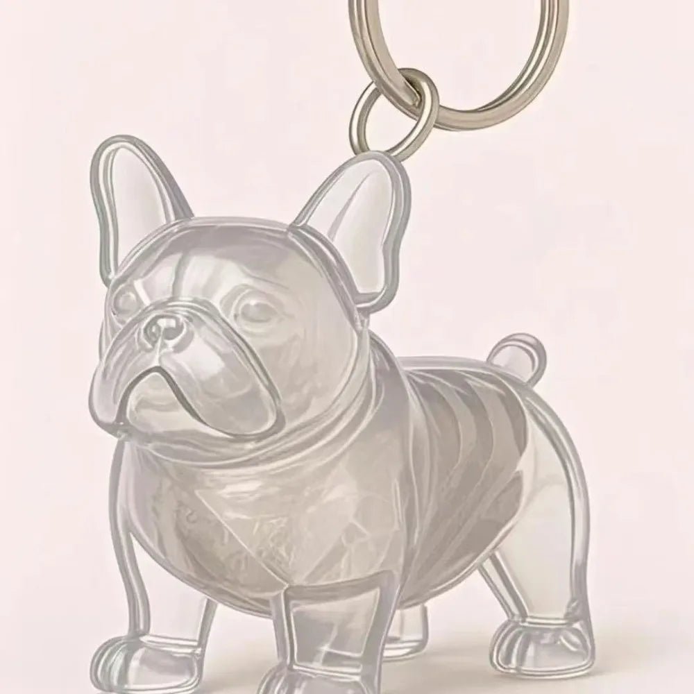 Dog Shape Dog Hair Storage Box Transparent DIY Handmade Pet Hair Keychain Hair Grooming Keyring Puppy Pendants Backpack