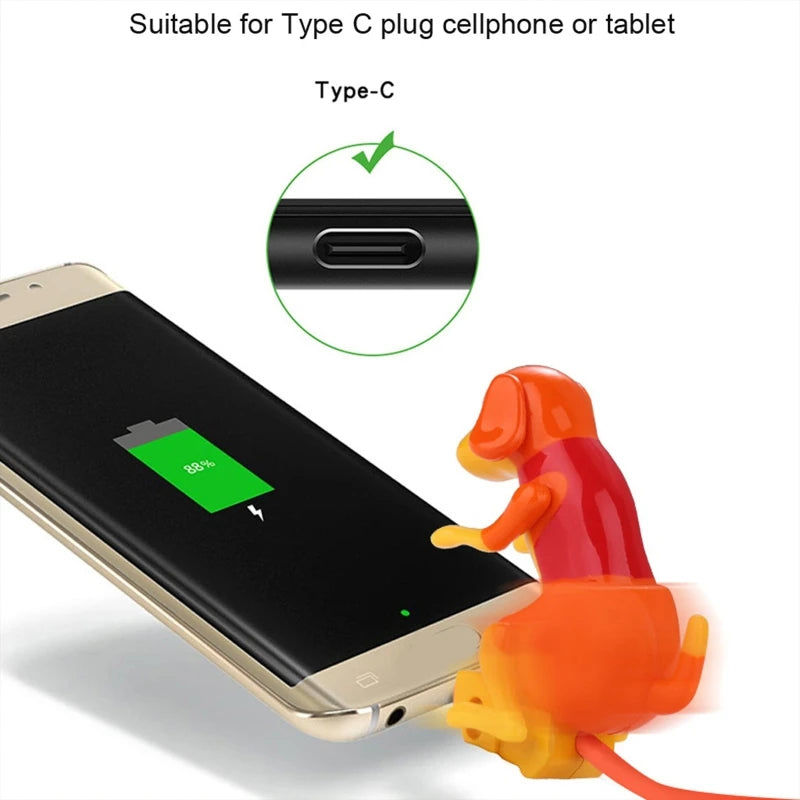 Stray Dog Charging Cable Dog Smartphone USB C Cable Type-C Phone Charger Mini Humping Spot Dog Cable with Touch Switch