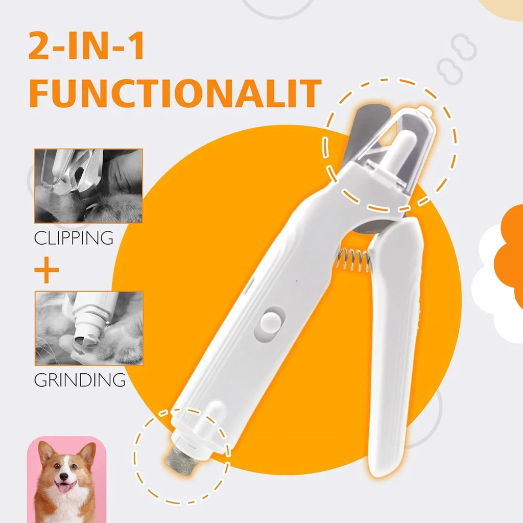 Pet Nail Clippers, Quiet Pet Nail Grinder with 2 LED Lights for Large Medium Small Puppy Dogs and Cats