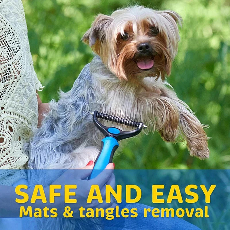Pet Deshedding Brush Two Sided Pet Grooming Comb Stainless Steel Shedding Pet Comb Professional Hair Removal Brush for Dogs Cats